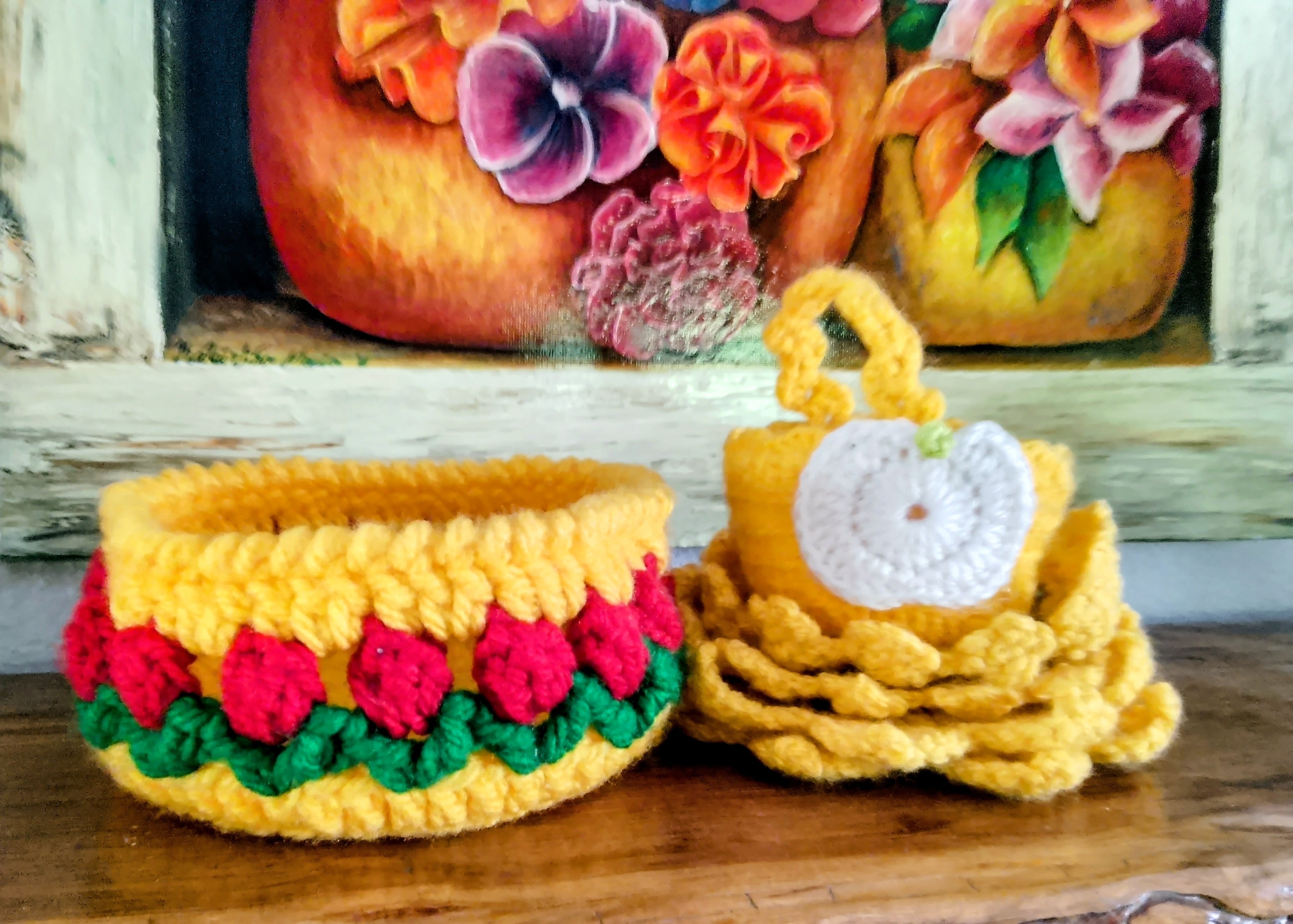 Handmade Knitted Baskets and Coasters