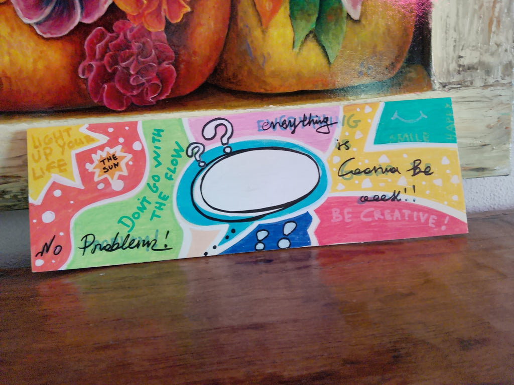 Hand-painted Mug And Wooden Pop Art Label