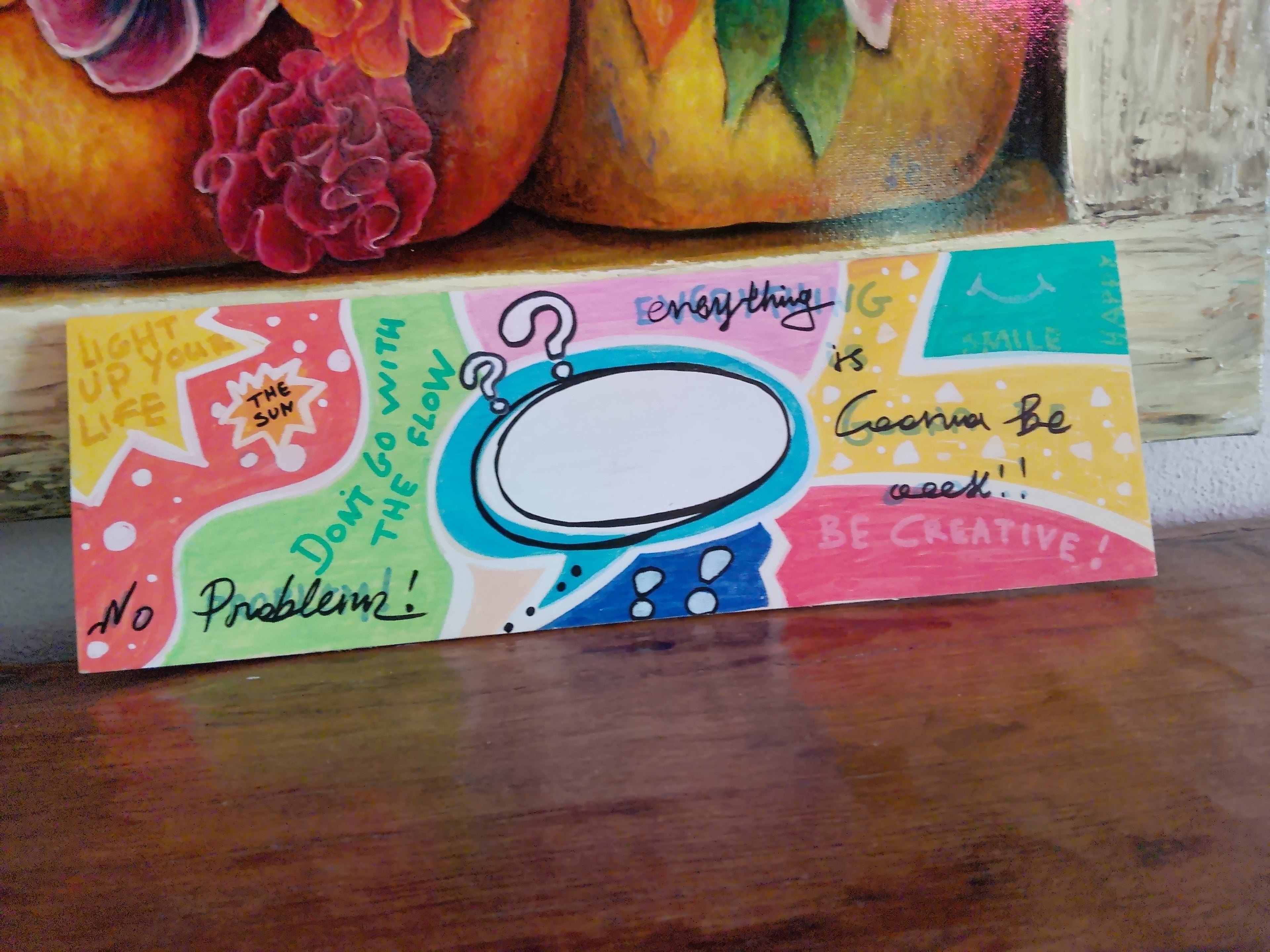 Hand-painted Mug And Wooden Pop Art Label