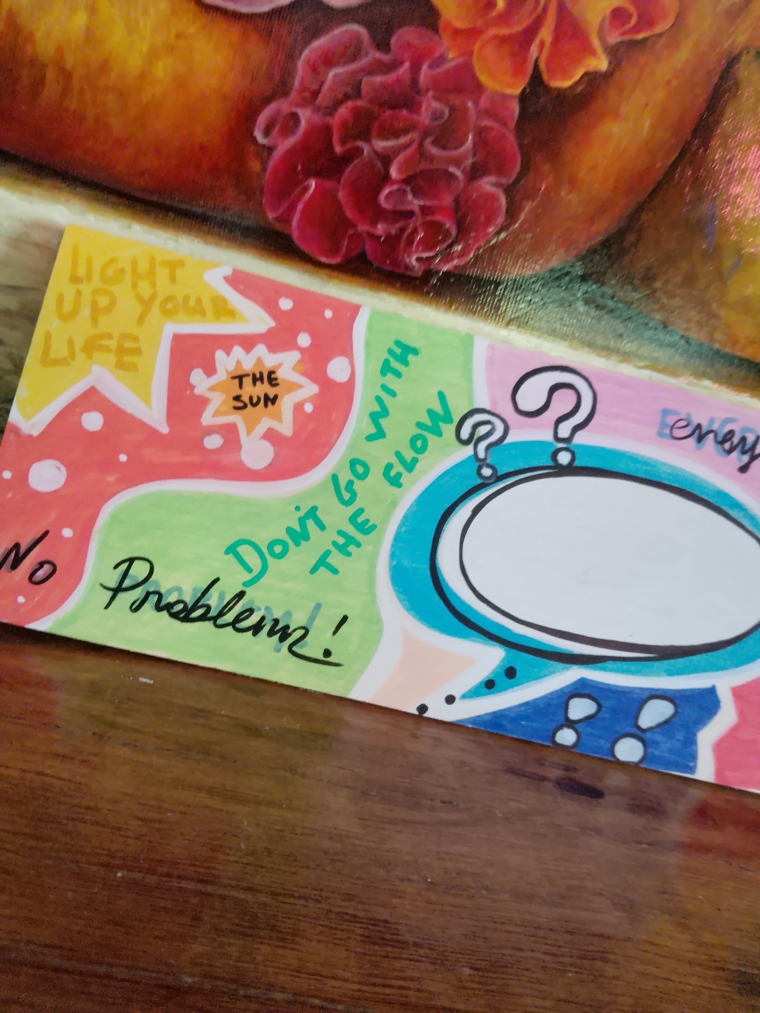 Hand-painted Mug And Wooden Pop Art Label