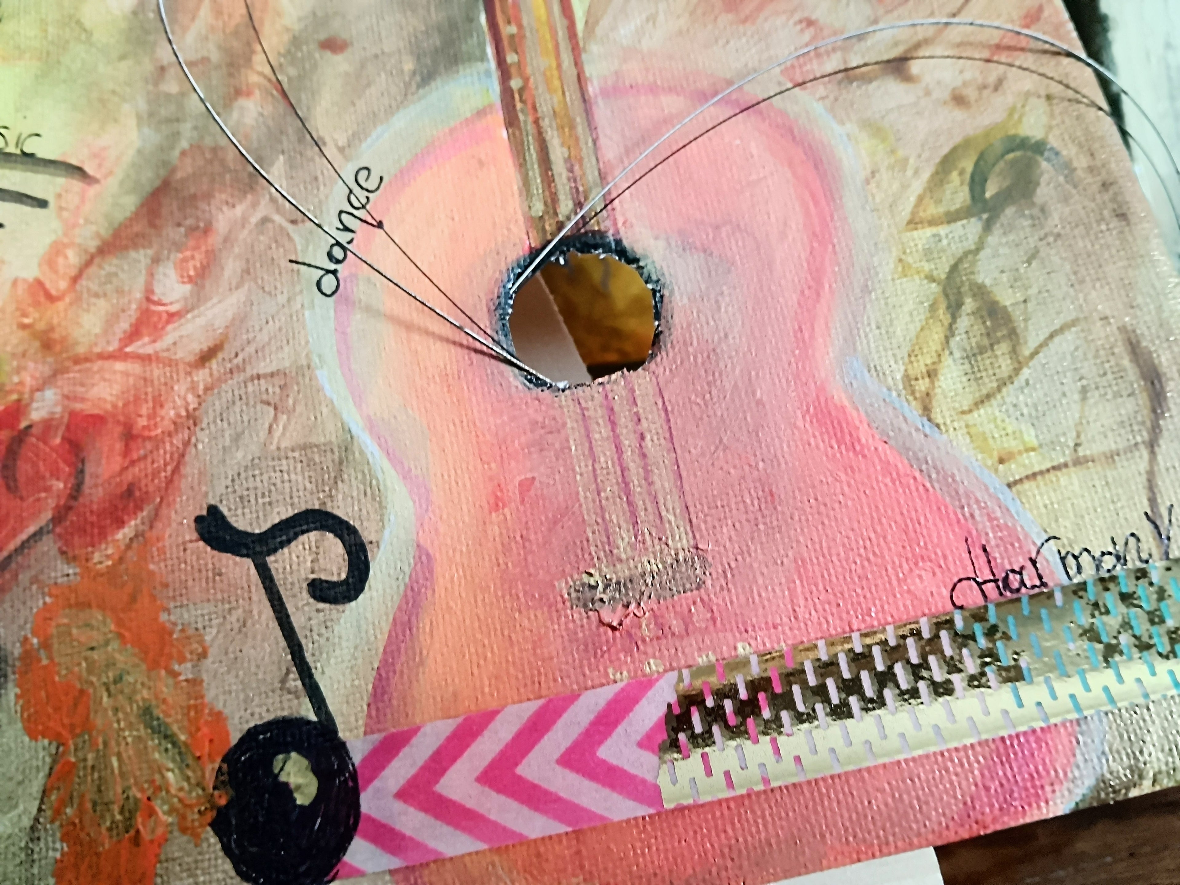 Handmade Painting Guitar With Real Strings