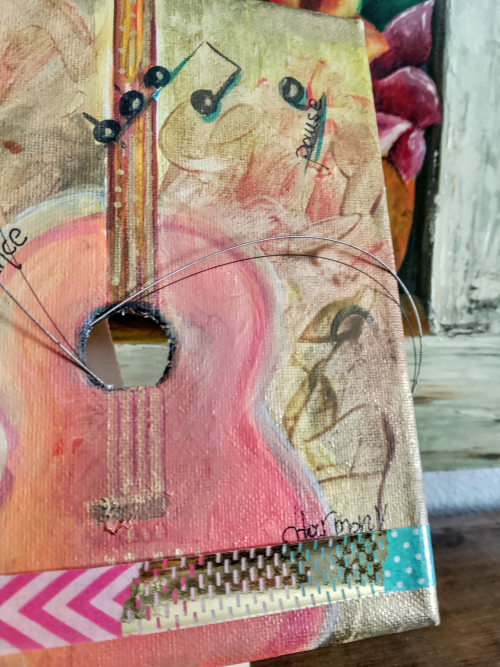 Handmade Painting Guitar With Real Strings