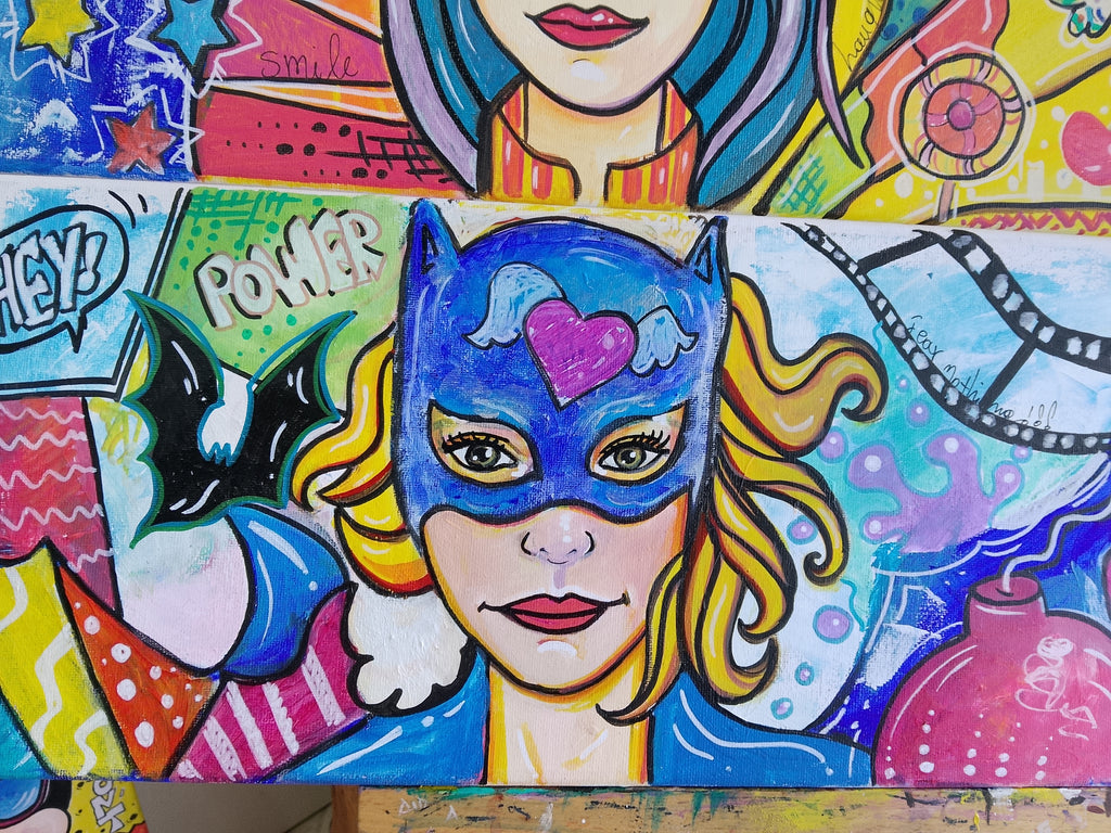 Handmade Pop Art Paintings Batwoman and Robina