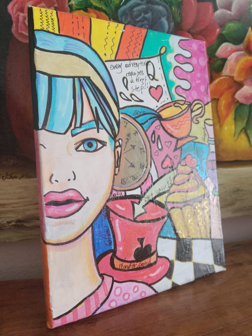 Handmade Painted Wall Art Alice In Wonderland Pop Art