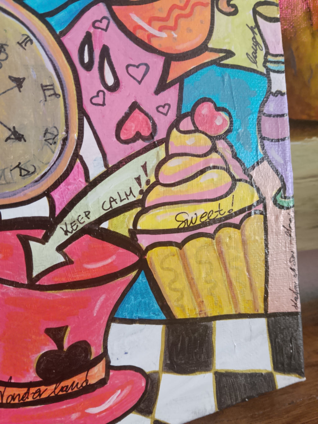 Handmade Painted Wall Art Alice In Wonderland Pop Art