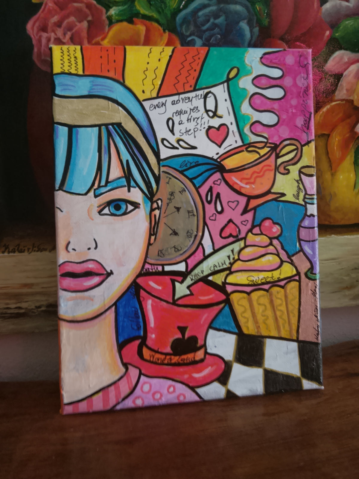Handmade Painted Wall Art Alice In Wonderland Pop Art