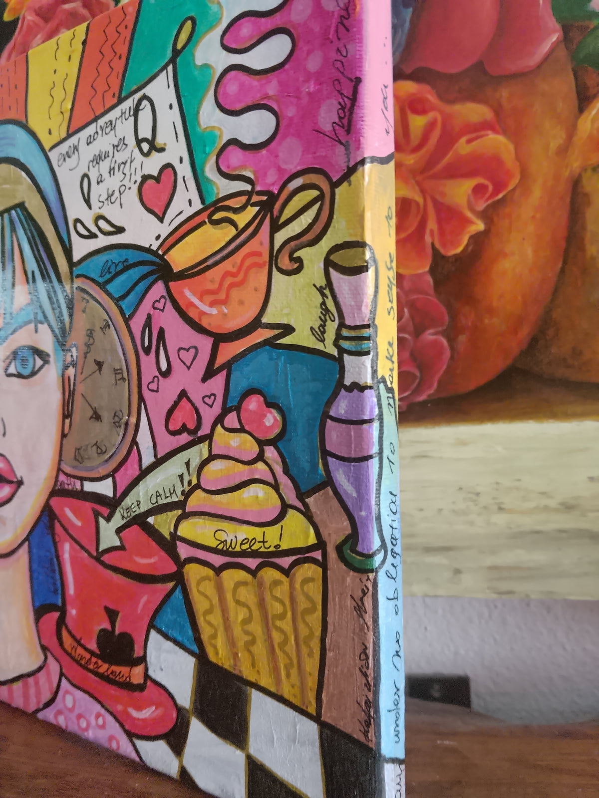 Handmade Painted Wall Art Alice In Wonderland Pop Art