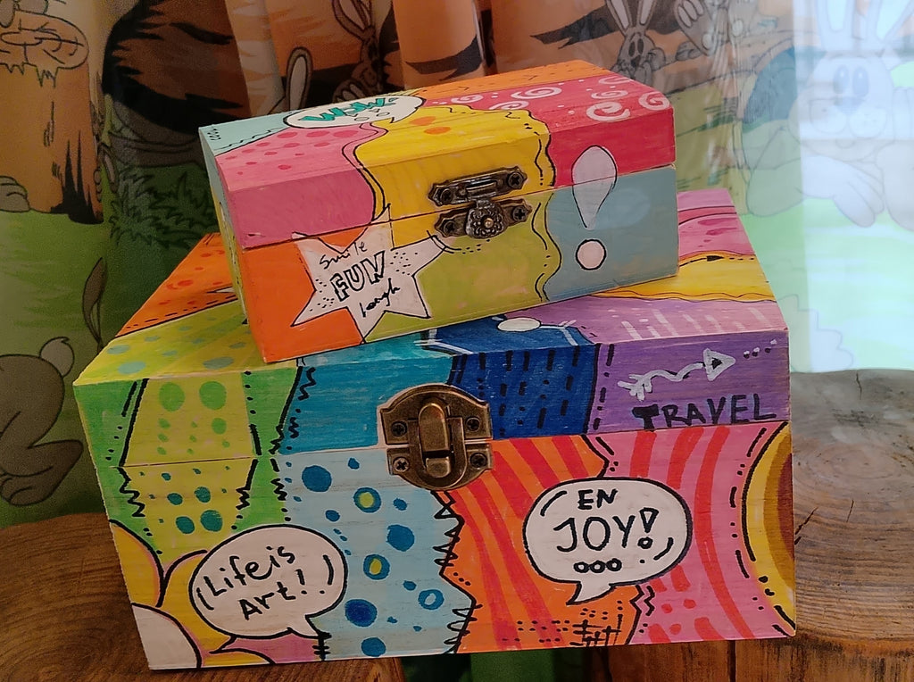 Pop Art Hand Painted Wooden Boxes