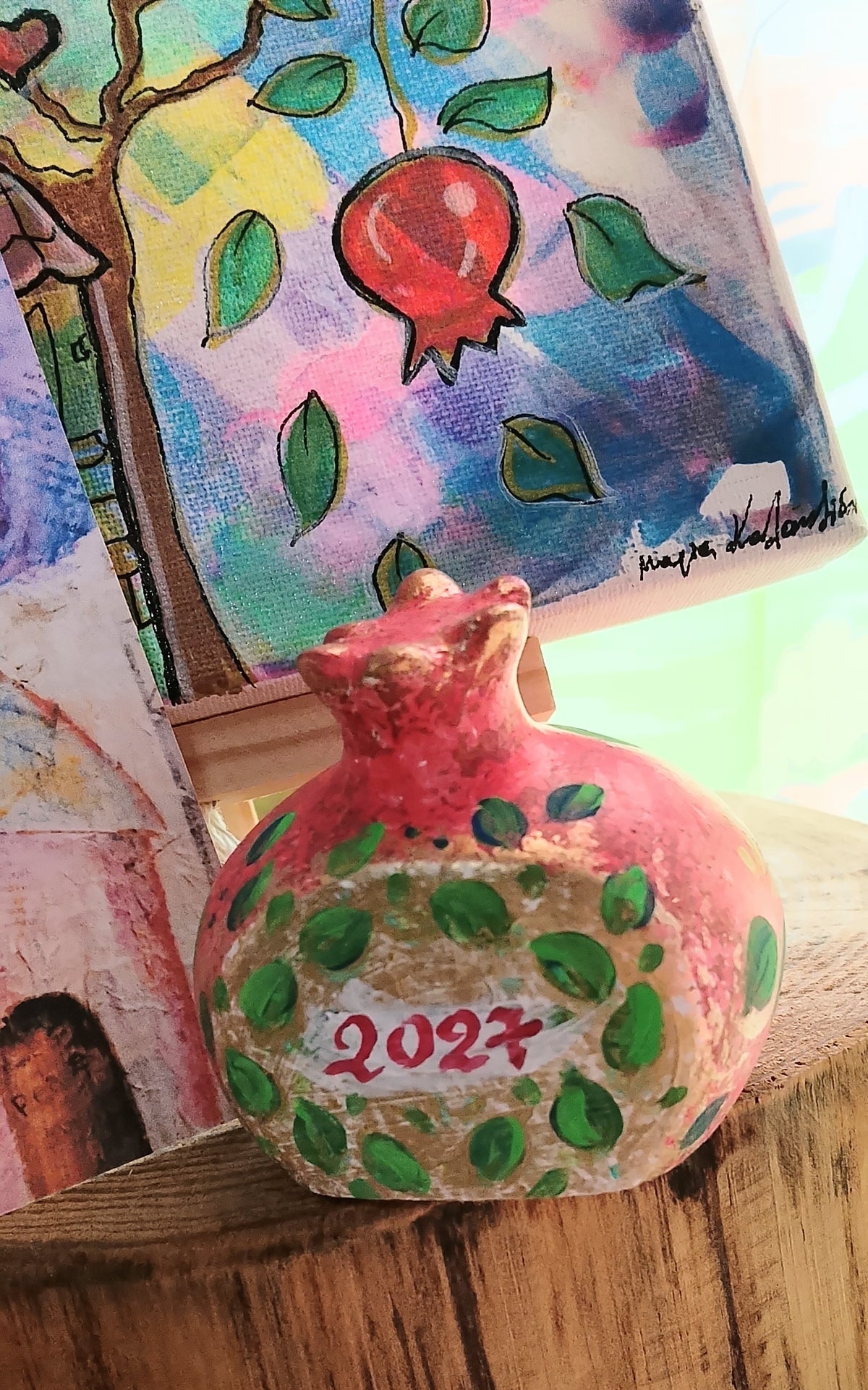 Handmade Painting Card Pomegranate And Flower Coaster Set
