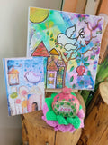 Handmade Painting Card Pomegranate And Flower Coaster Set