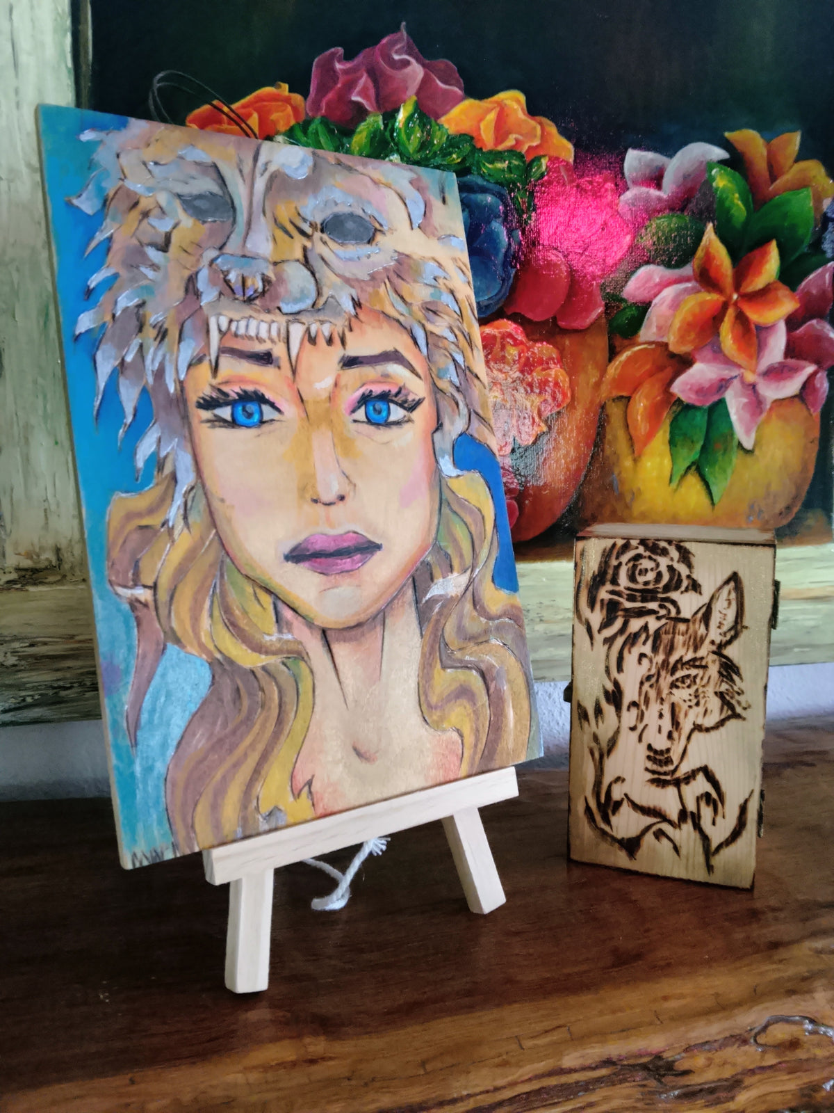 Hand Painted Art On Wood
