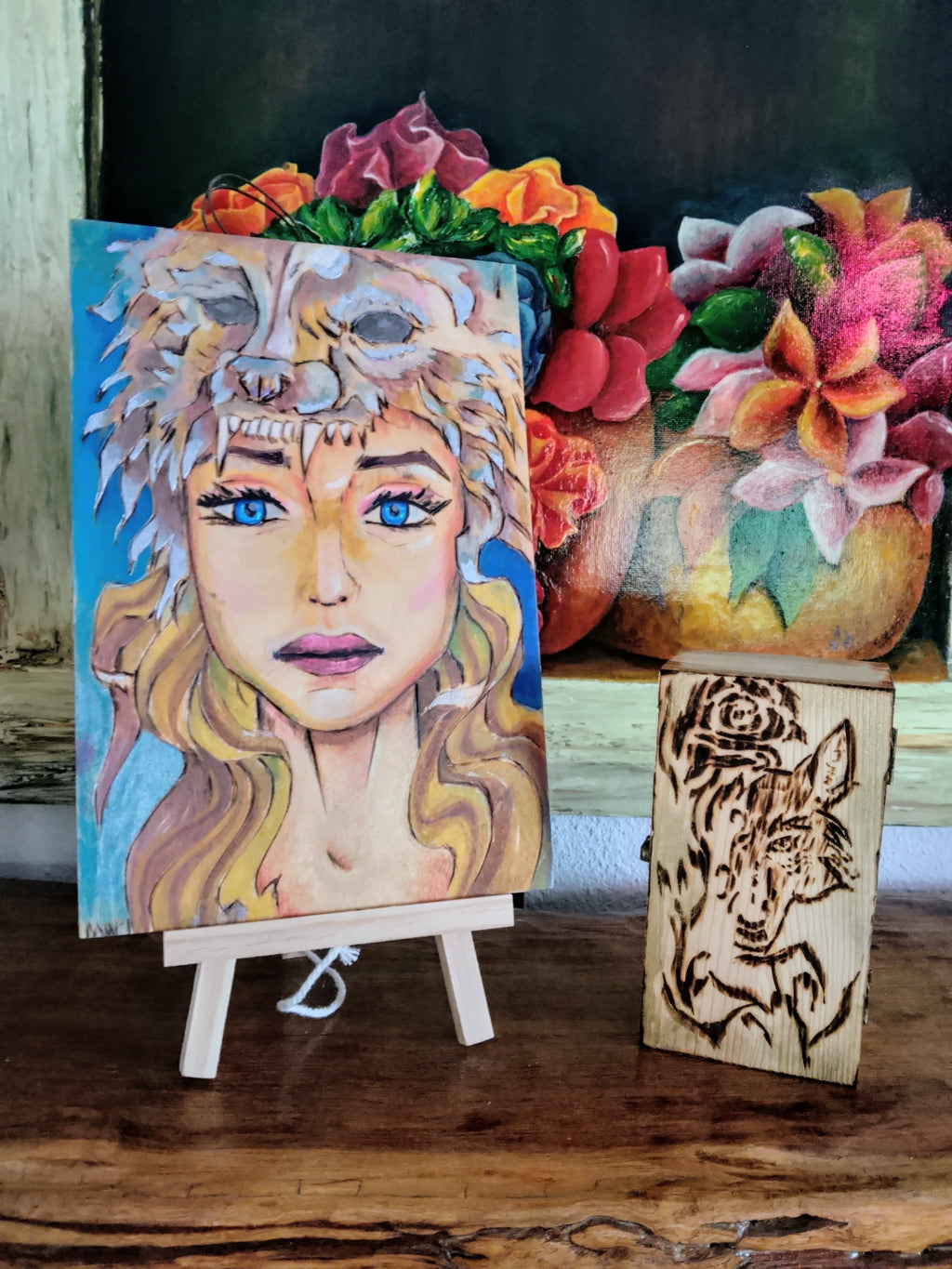 Hand Painted Art On Wood
