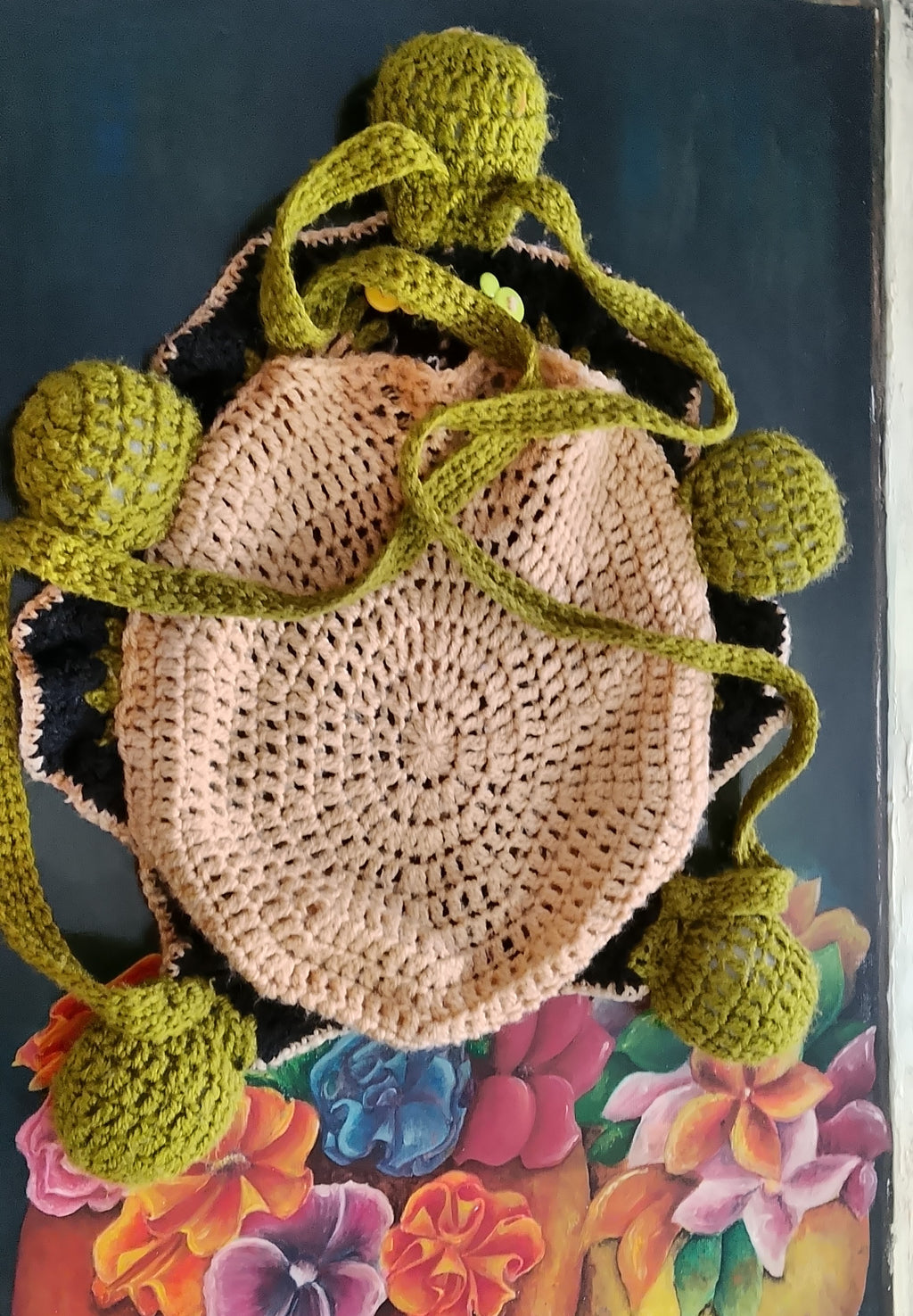 Handmade Knitted Backpak Turtle