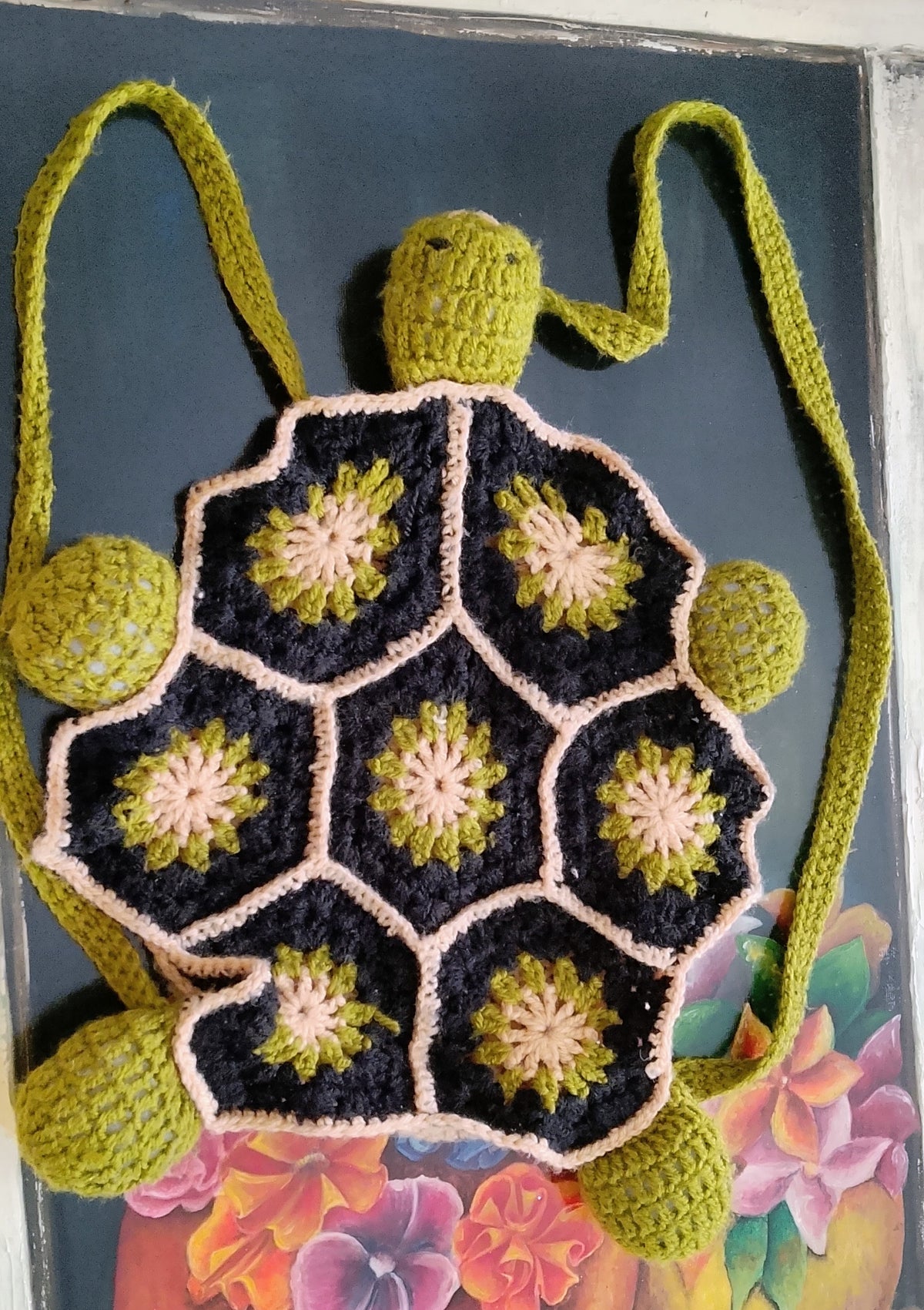 Handmade Knitted Backpak Turtle