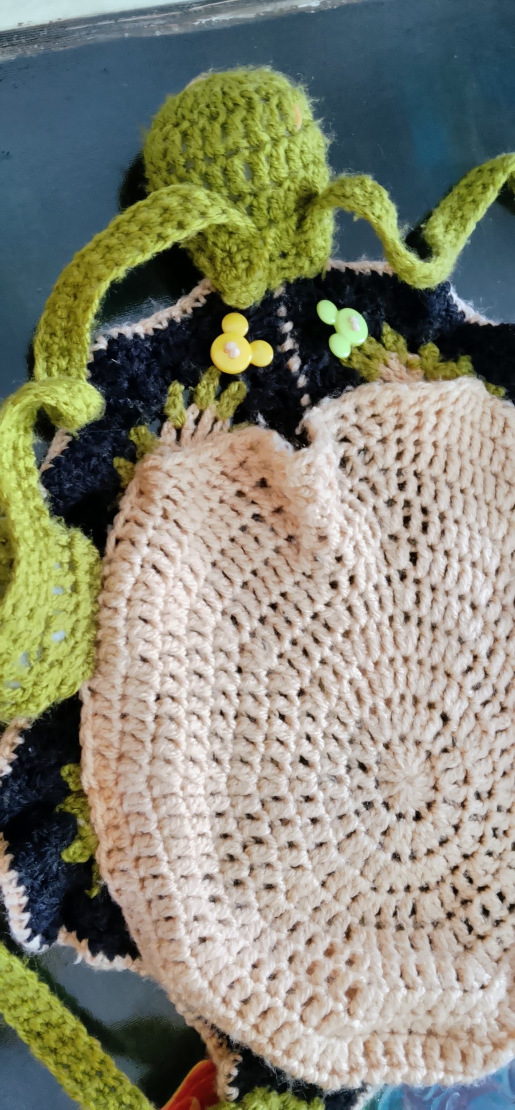 Handmade Knitted Backpak Turtle