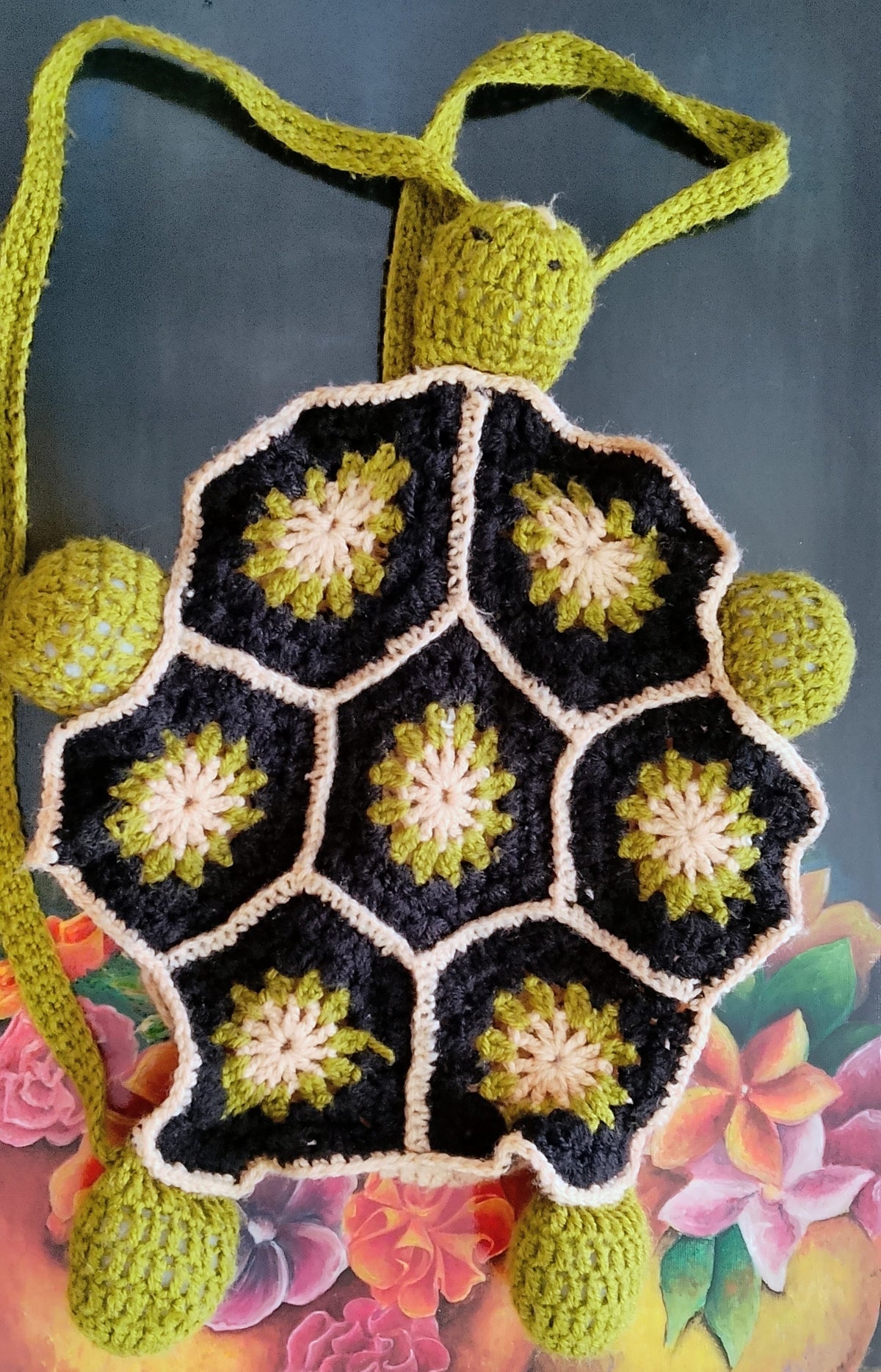 Handmade Knitted Backpak Turtle