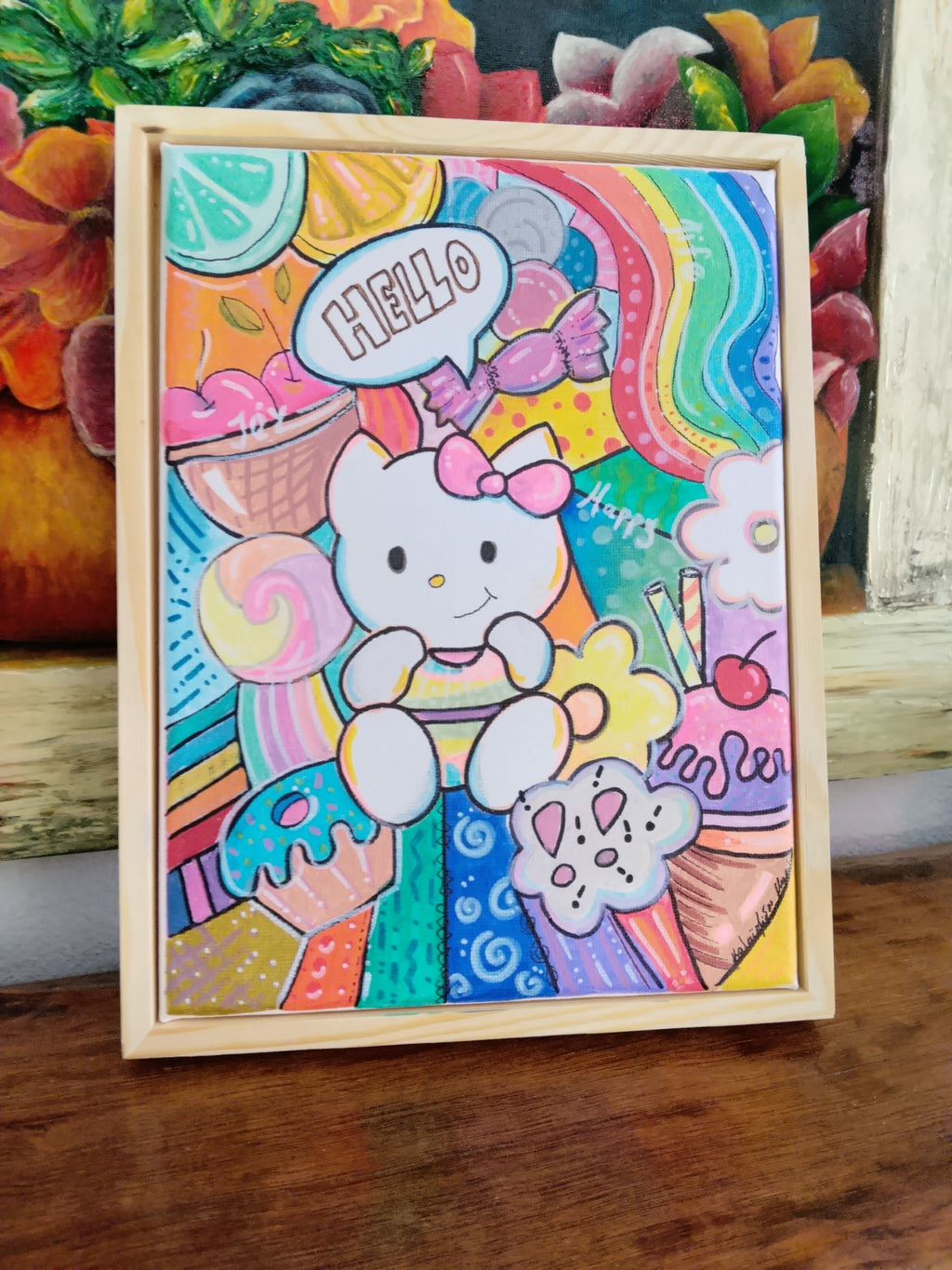 Hello Kitty— Handmade Pop Art Painting