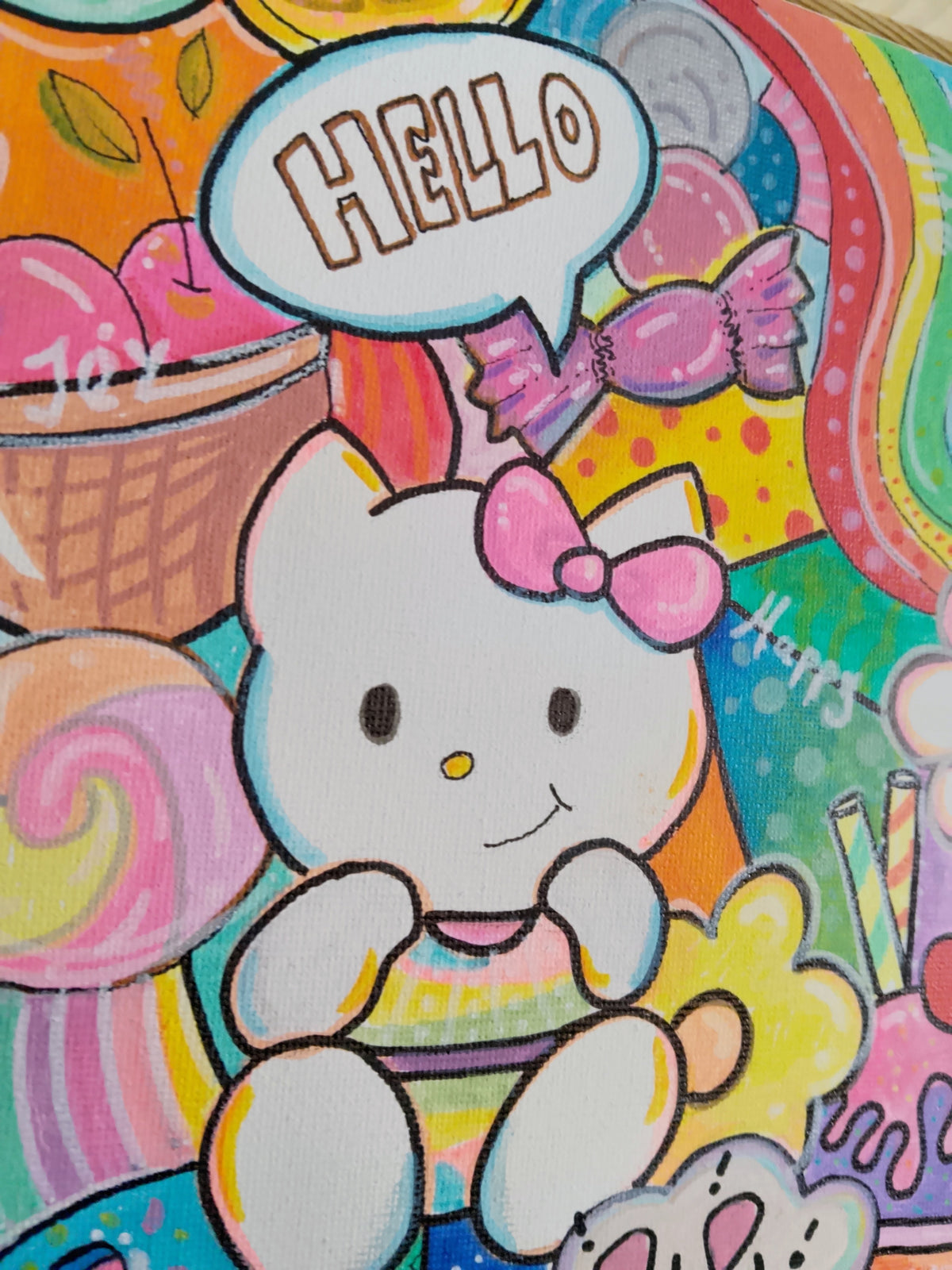 Hello Kitty— Handmade Pop Art Painting