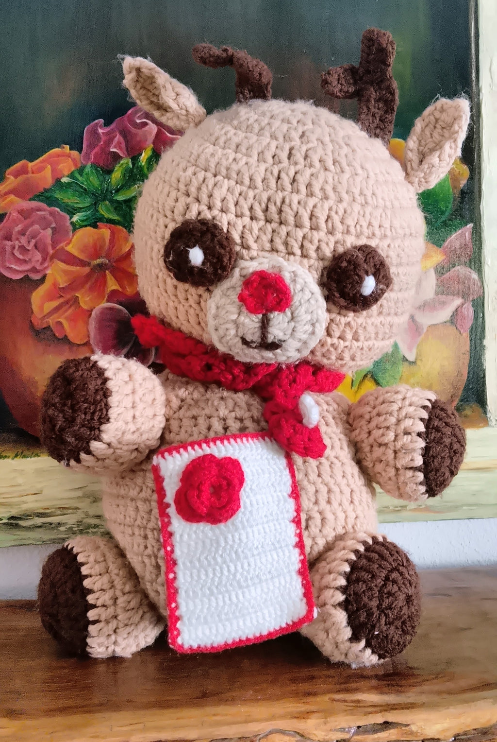 Handmade Knitted Dear And Pouch