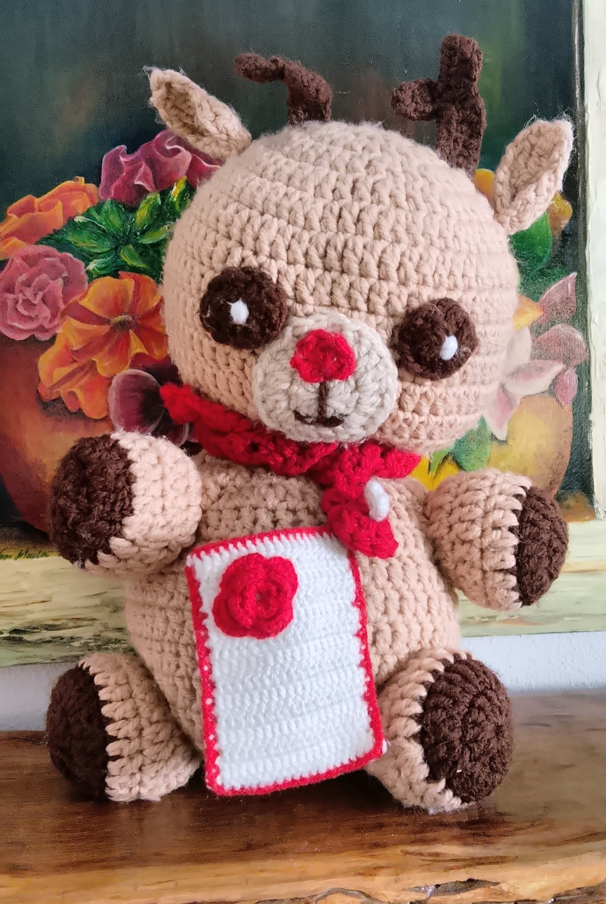 Handmade Knitted Dear And Pouch