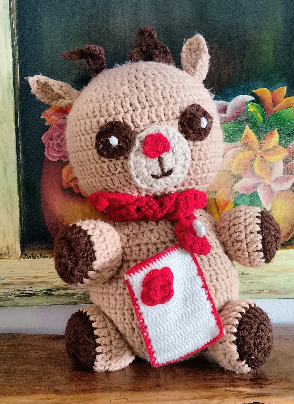 Handmade Knitted Dear And Pouch