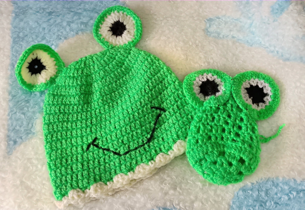 Handmade Frog Baby Beanie Pouch And Purse