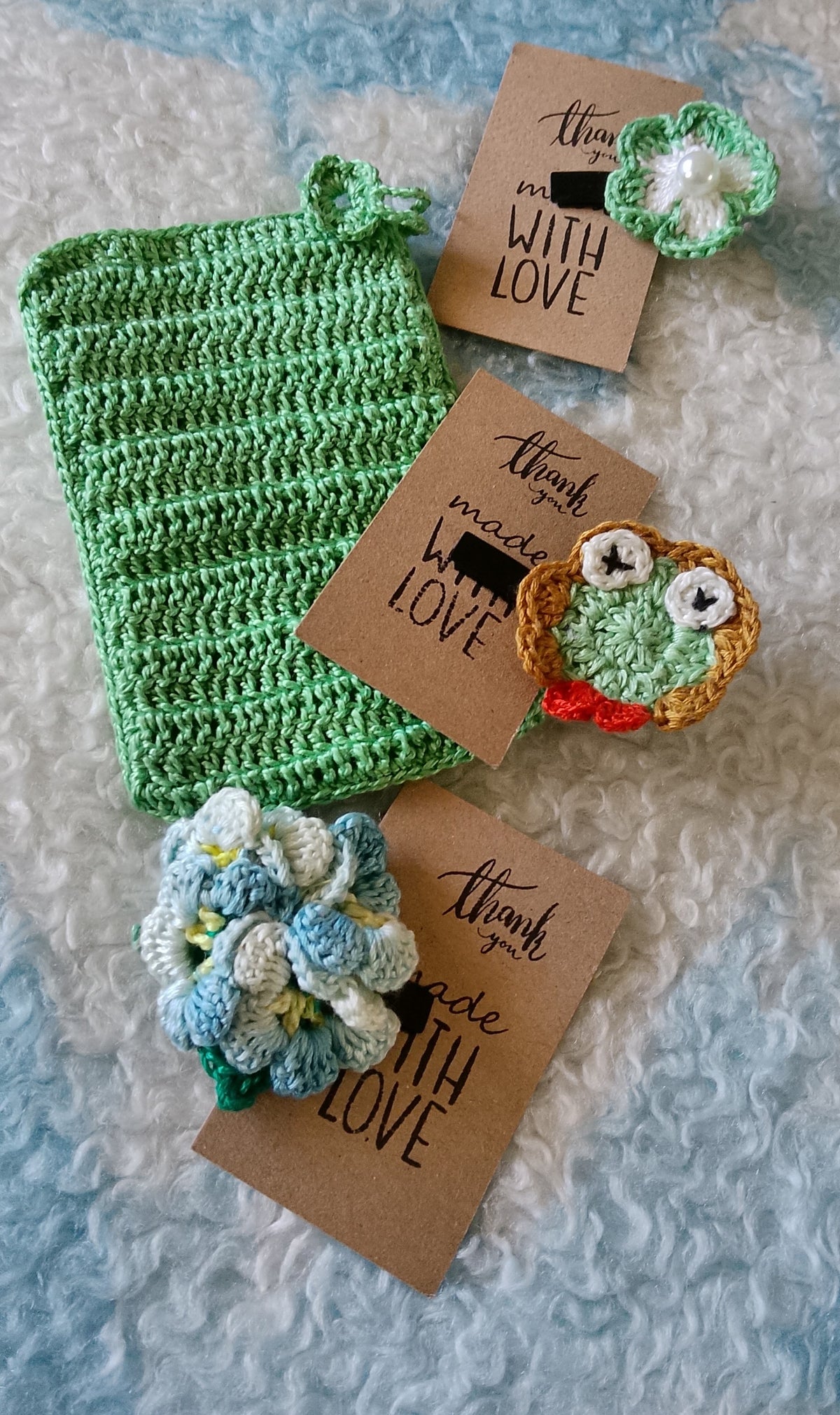 Handmade Pouch And  Hair Clips