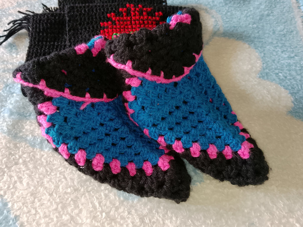 Handmade Crochet Booties And Scarf