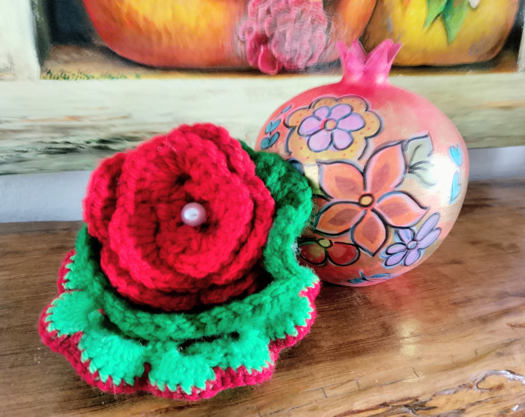 Handmade Set Pomegranate Jewelry Case And Pouch
