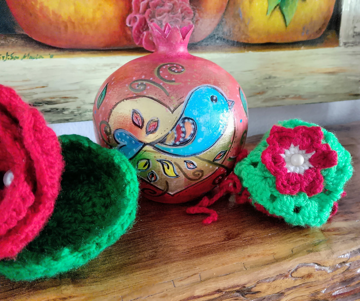 Handmade Set Pomegranate Jewelry Case And Pouch
