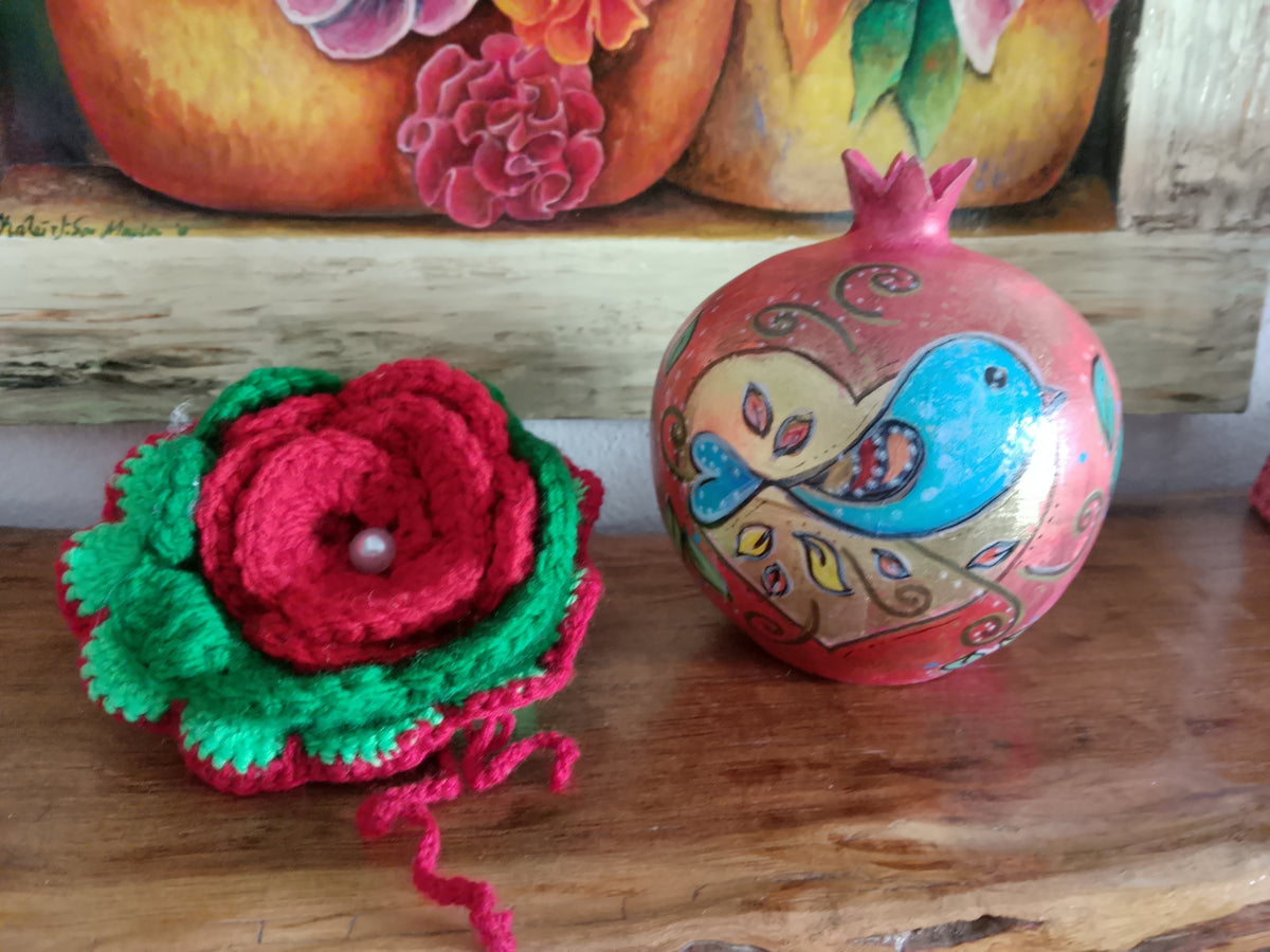 Handmade Set Pomegranate Jewelry Case And Pouch