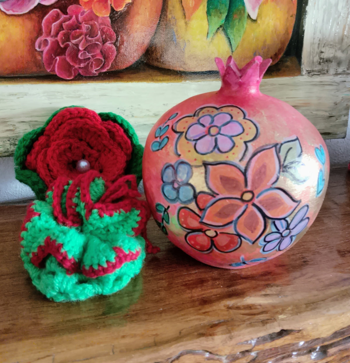 Handmade Set Pomegranate Jewelry Case And Pouch