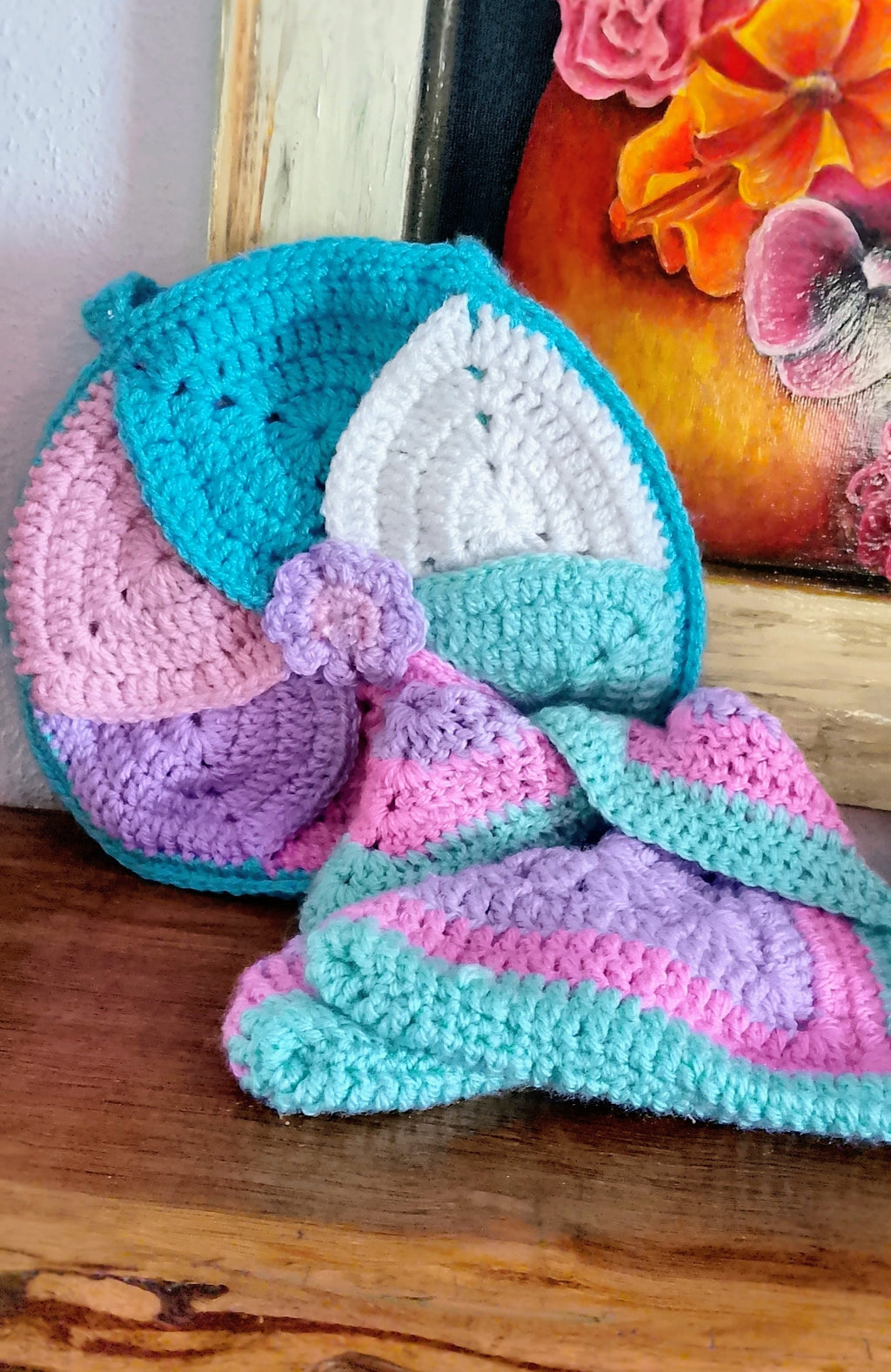 Handmade Knitted Slippers And Bag
