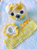 Handmade Set Bear Purse Hair Ribbon Scrunchie And Bracelet