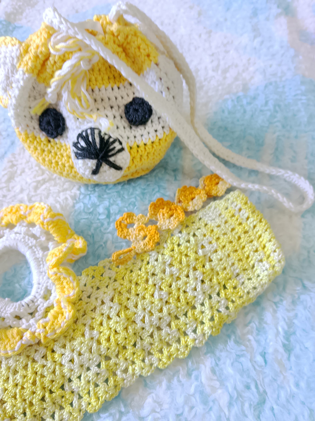 Handmade Set Bear Purse Hair Ribbon Scrunchie And Bracelet