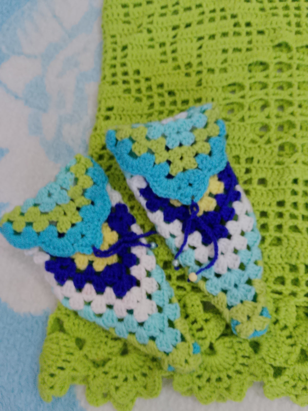 Handmade Set Knitted Blouse Booties And Hand Warmers
