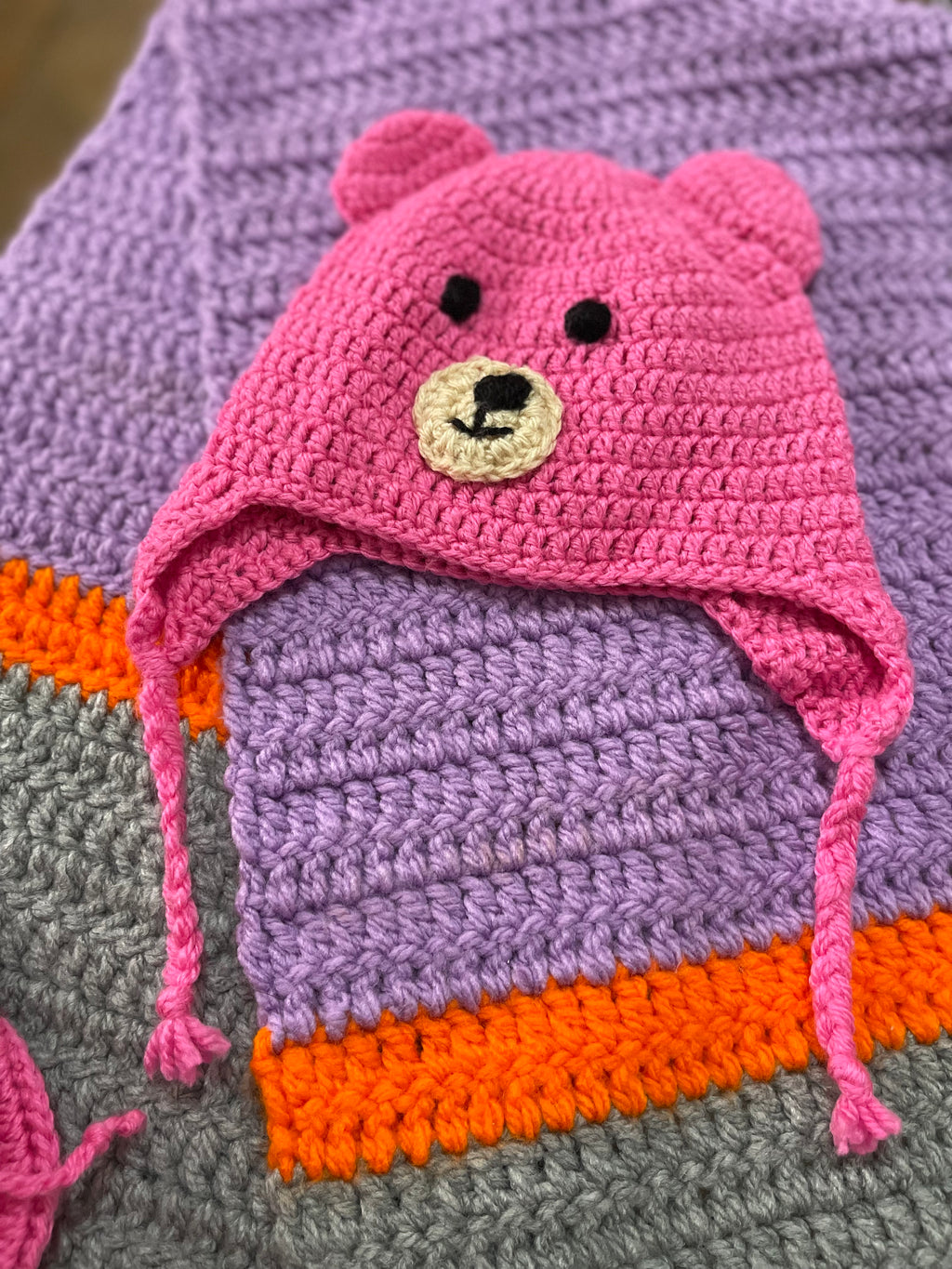 Handmade Knitted Baby Set Cap And Booties.