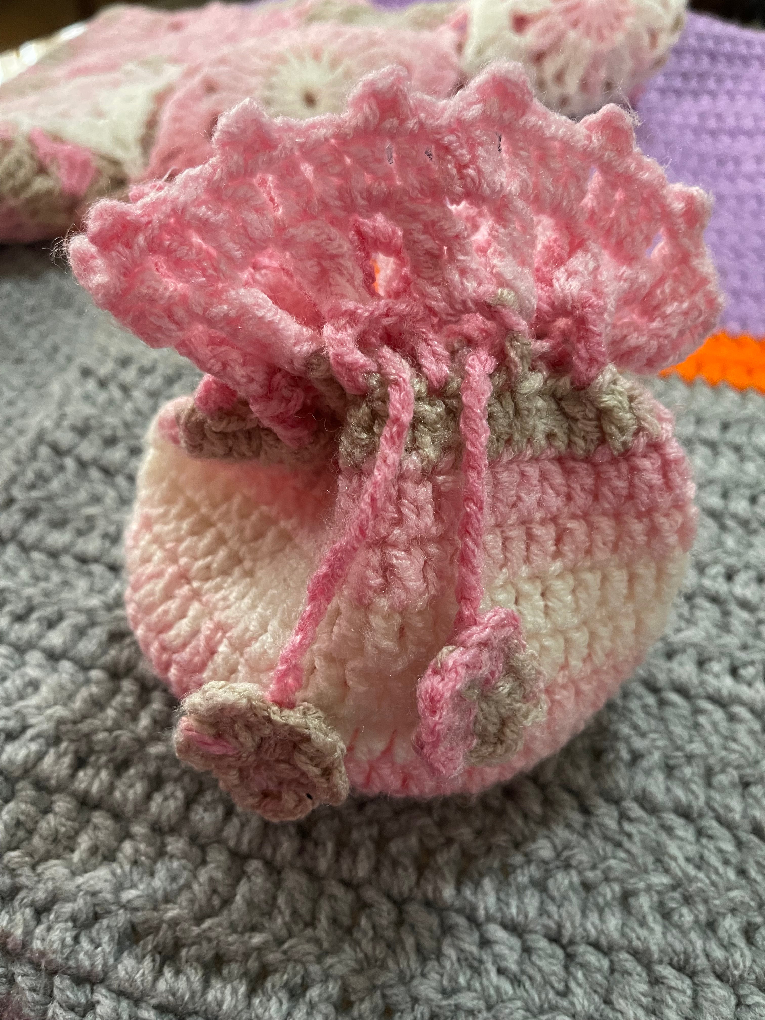 Handmade Knitted Baby Set vest cap and pouch