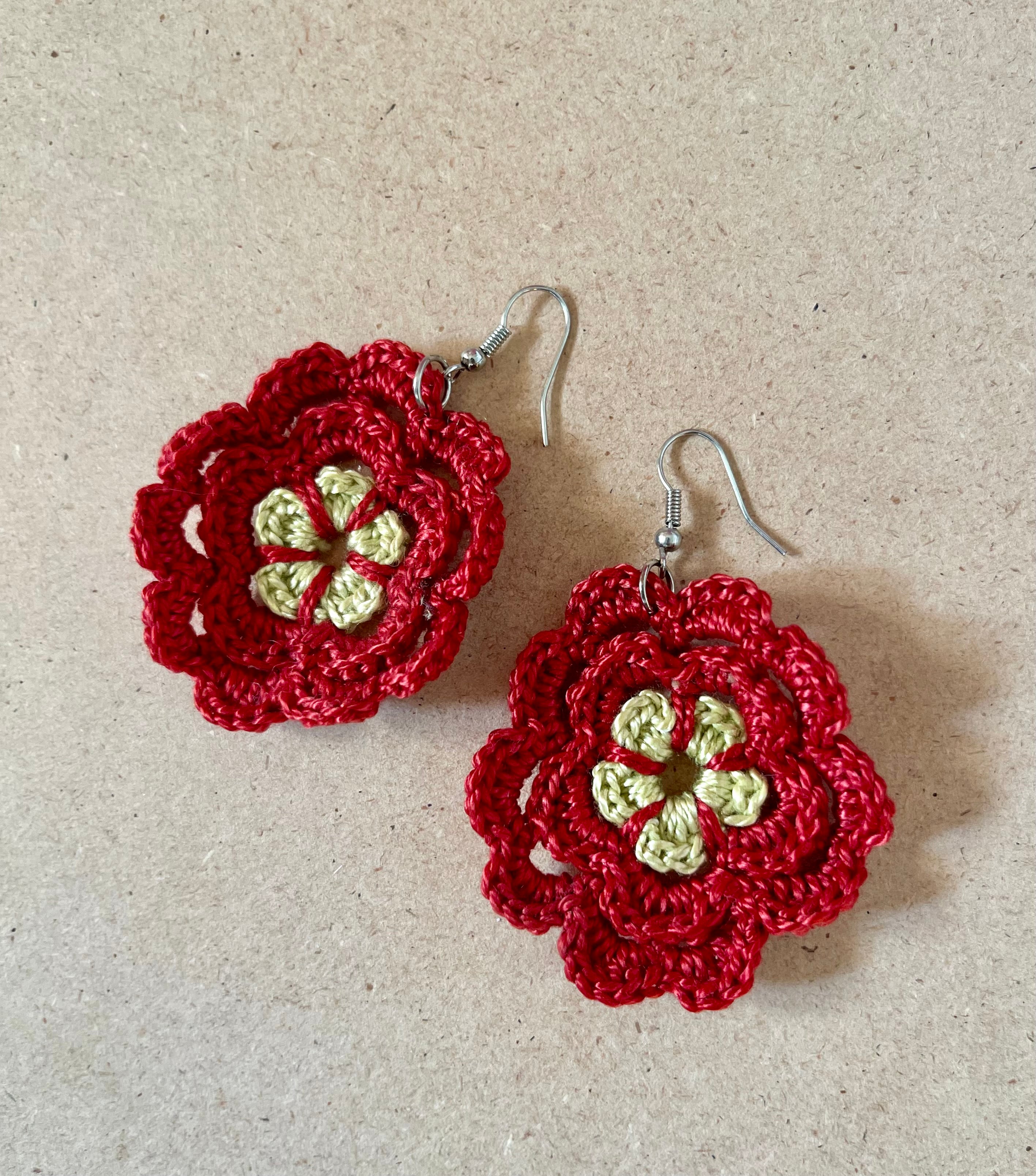 Handmade  Knitted Flower Earings