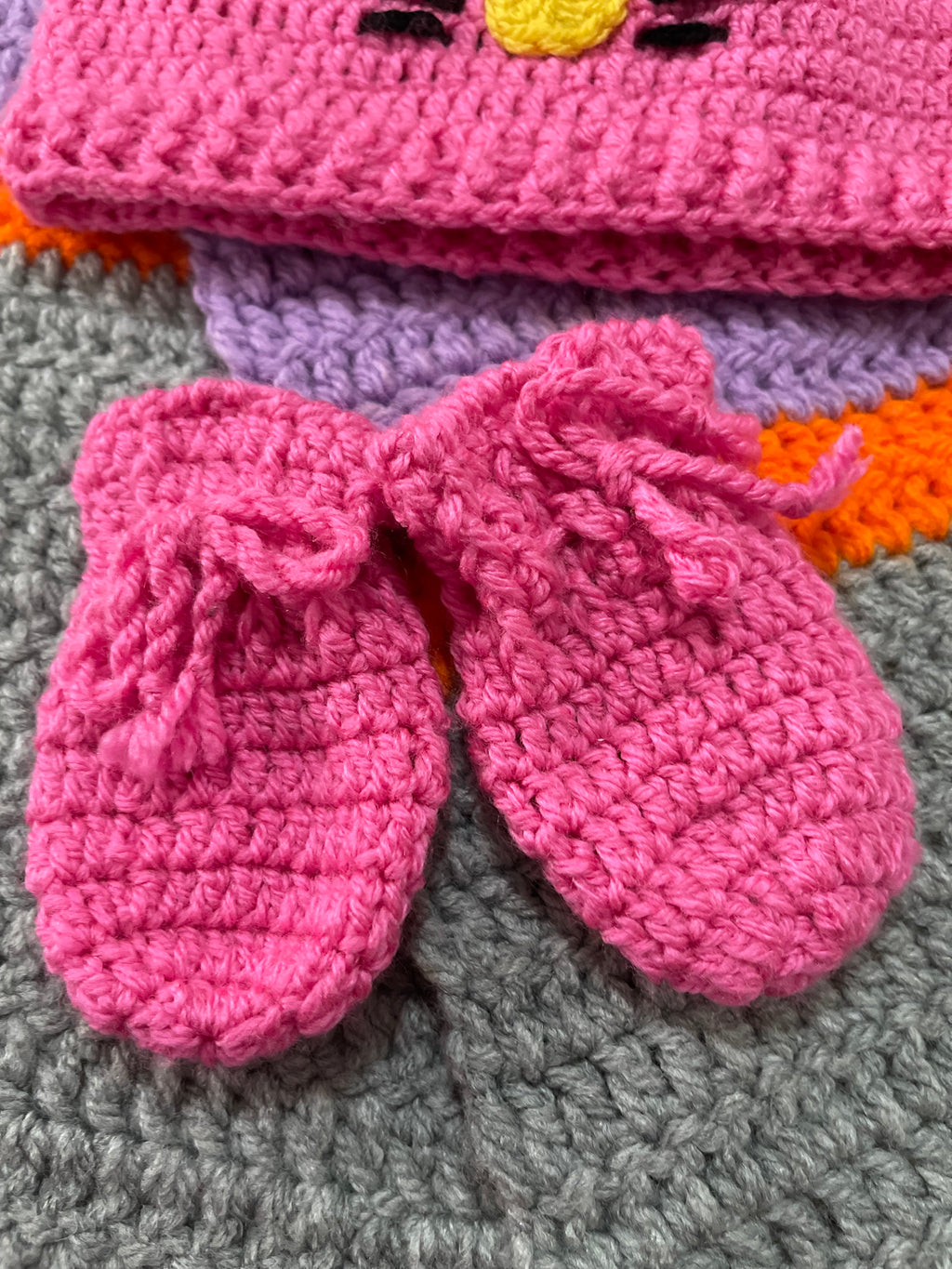 Handmade Cat Baby Knitted Beanie And Gloves