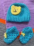 Handmade Knitted Baby Set Cap And Booties