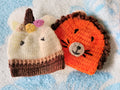 Handmade Knitted Lion And Unicorn Beanies