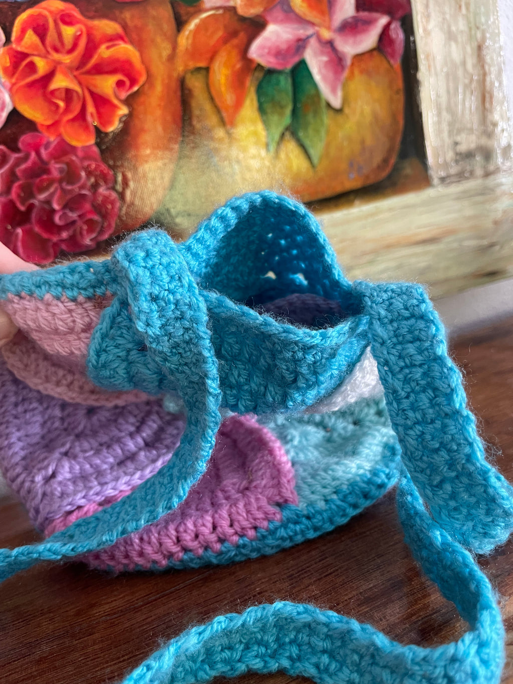 Handmade Knitted Slippers And Bag