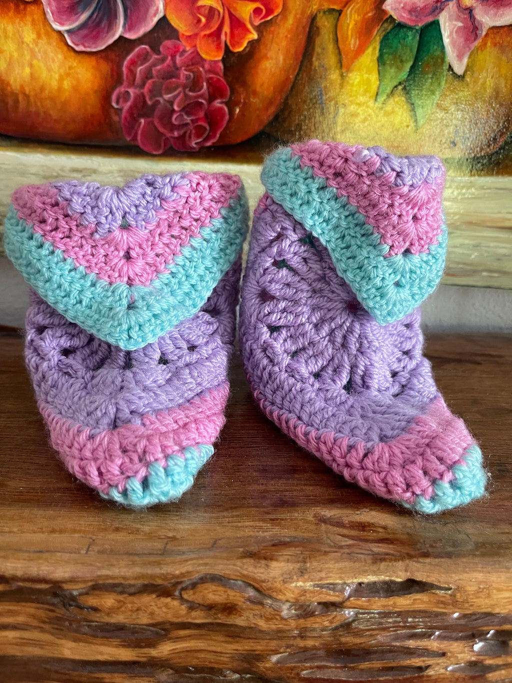 Handmade Knitted Slippers And Bag