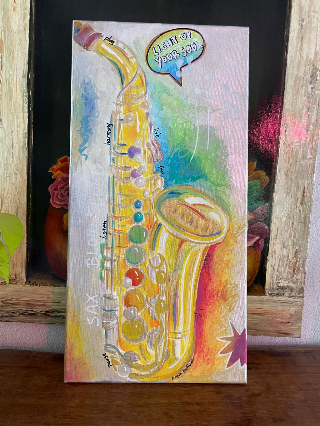 Handmade Pop Art Painting Saxophone Wall Art