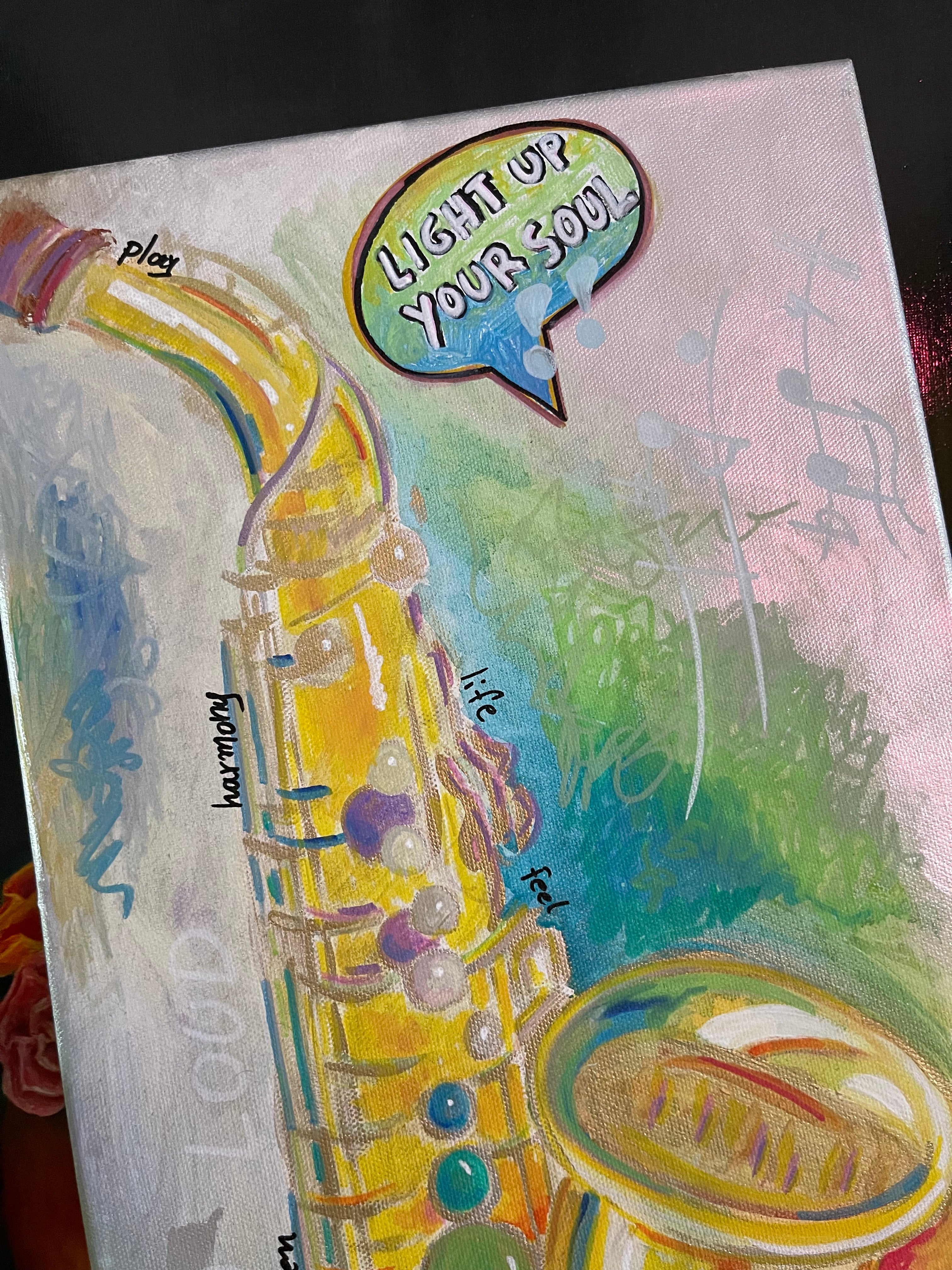 Handmade Pop Art Painting Saxophone Wall Art