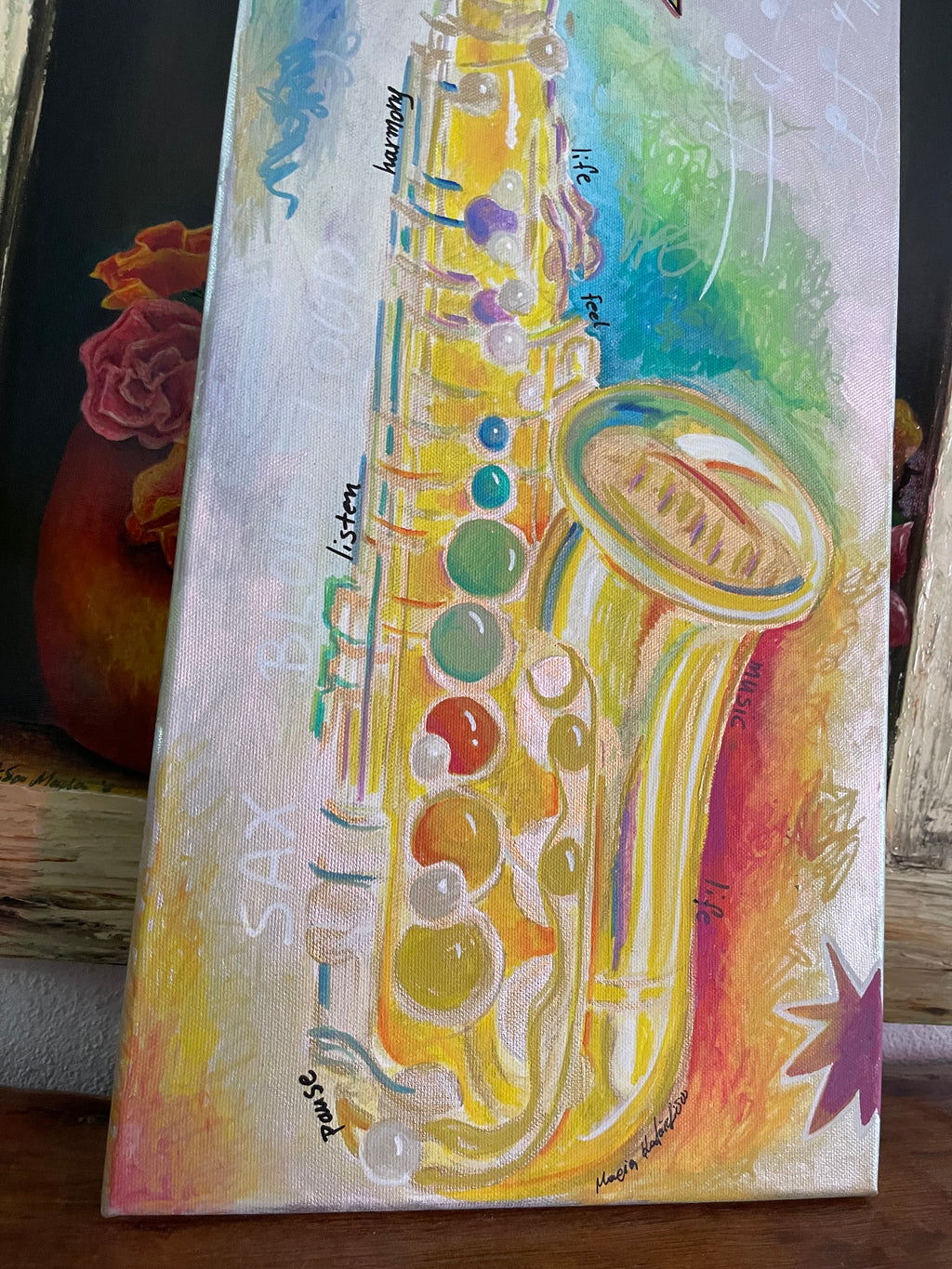 Handmade Pop Art Painting Saxophone Wall Art
