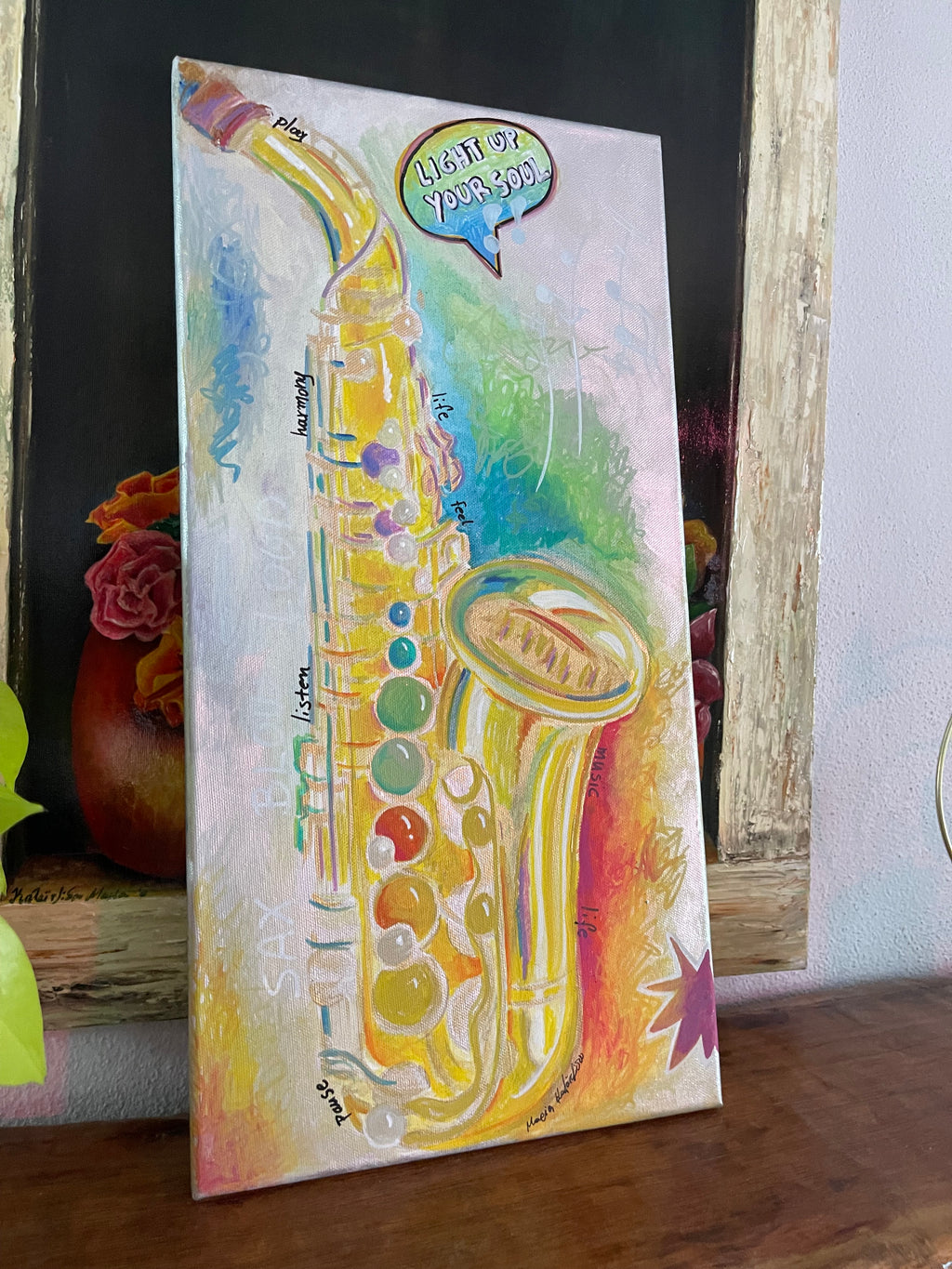 Handmade Pop Art Painting Saxophone Wall Art