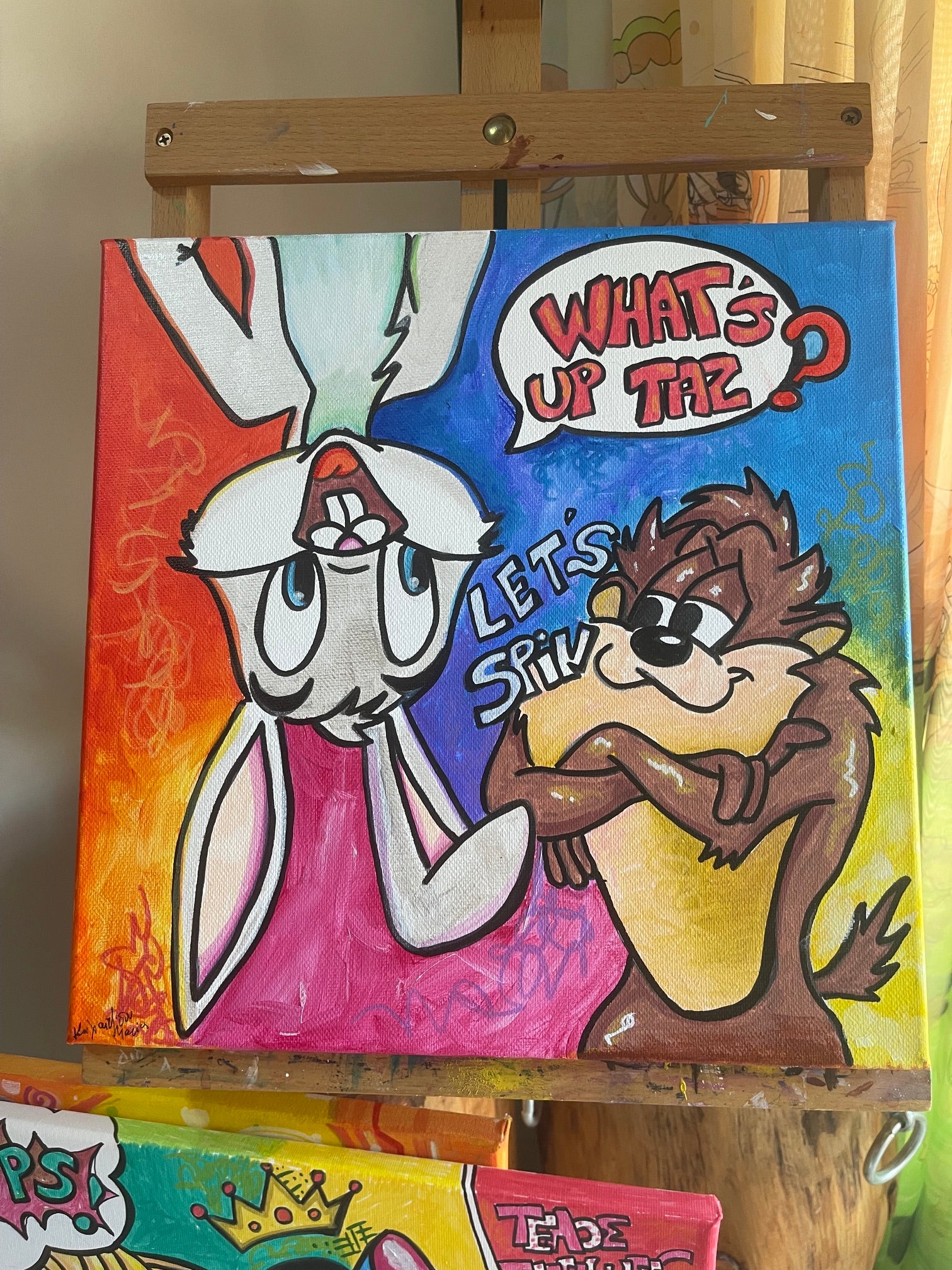 Pop Art Loouney Tunes Handmade Wall Art Painting