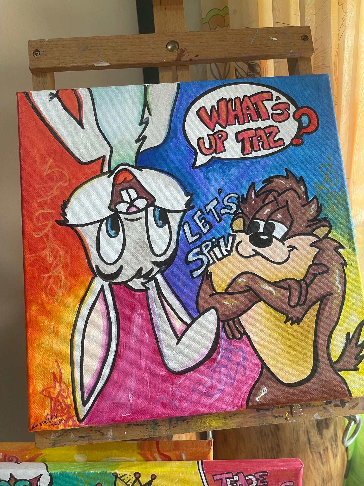 Pop Art Loouney Tunes Handmade Wall Art Painting